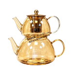 Premium Borosilicate Glass Teapot Set with Stainless Steel Lid, Infuser & Knob, Direct Fire Safe, 4 Colors Available
